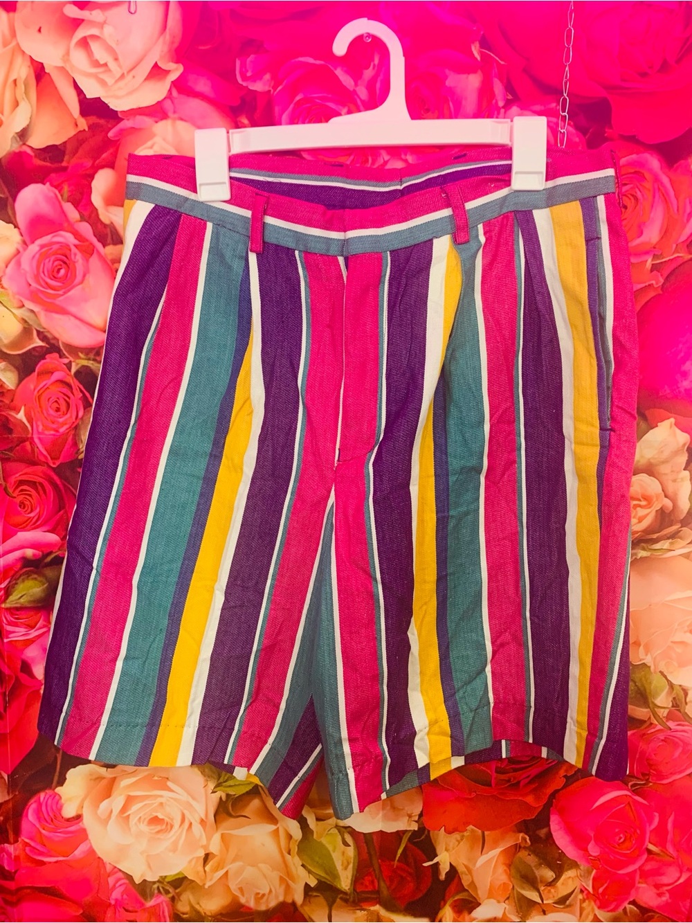 80s 90s Multicolor Striped Men’s Shorts - Vibrant Summer Style